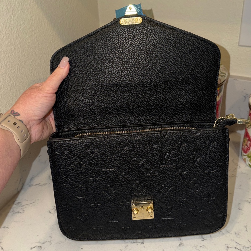 Louis Vuitton Black Embossed Monogram Satchel with Gold-Tone Lock - Picture 4 of 10